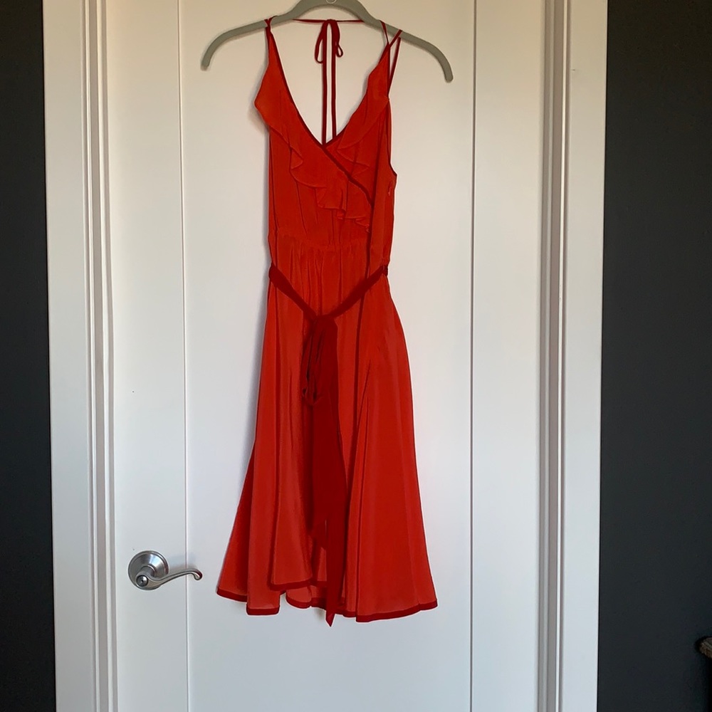 Flirty coral and red strappy dress